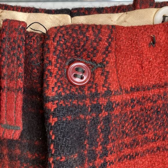 Vintage 50’s Sears JC Higgins Men’s Red Plaid Wool Hunting Knickers Est. Size 33 - Picture 6 of 11
